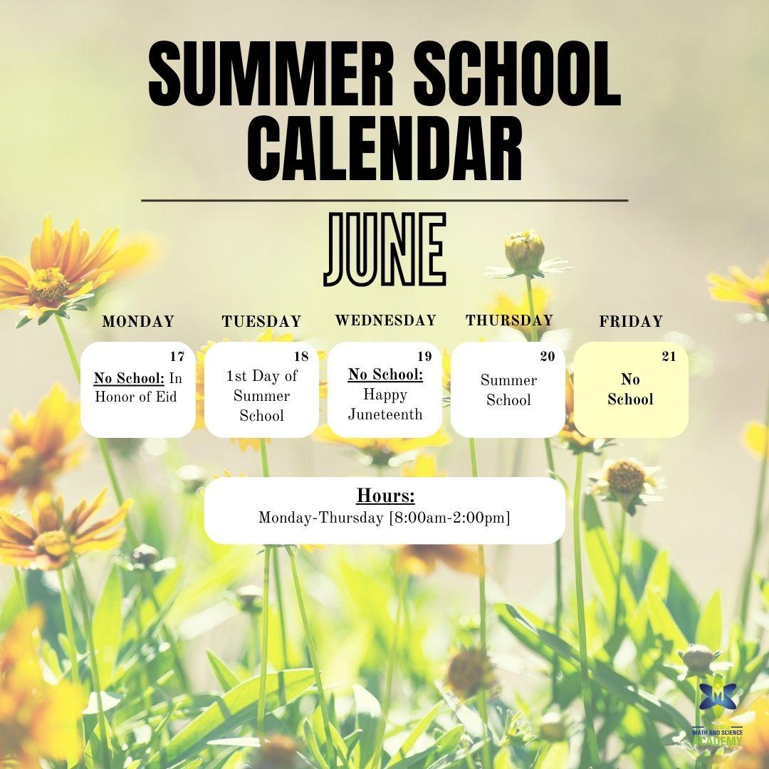 Summer School Schedule!