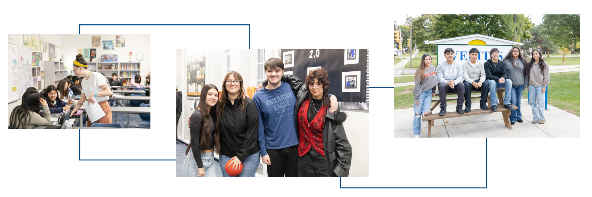 Veritas students smiling together.