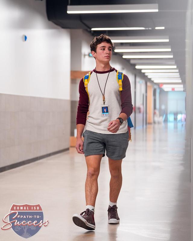 Senior Luke Ringlein walking through the halls at HCCPHS.