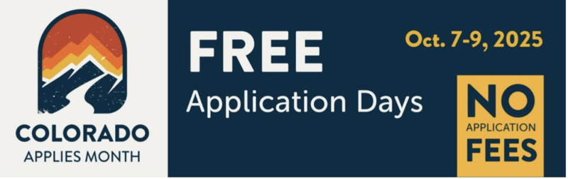 colorado free application day with colorado flag emblem