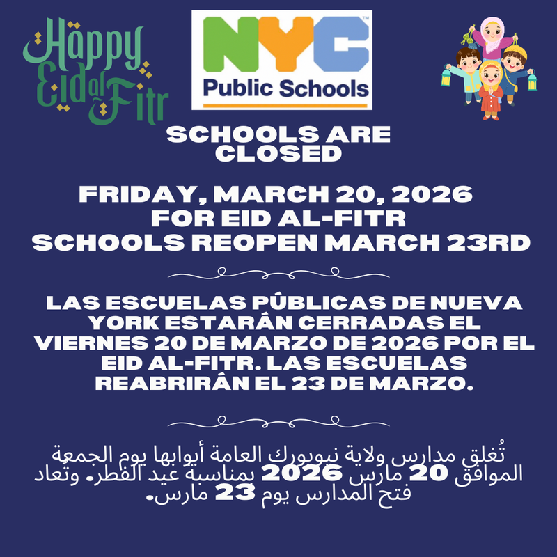 school closed March 20th notice in multiple languages