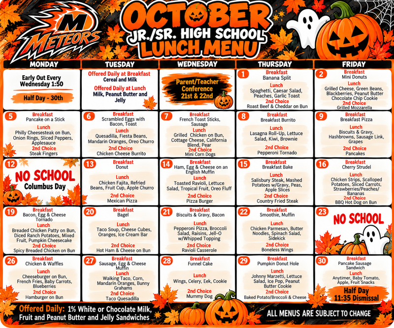 JSHS October Menu Featured Photo