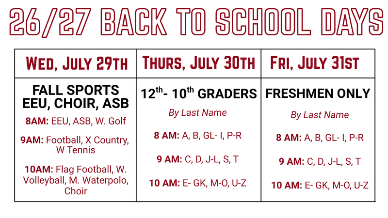 26/27 Back to School Days - Save the Date Featured Photo