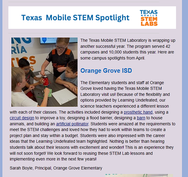 Texas Mobile Stem Lab Visit