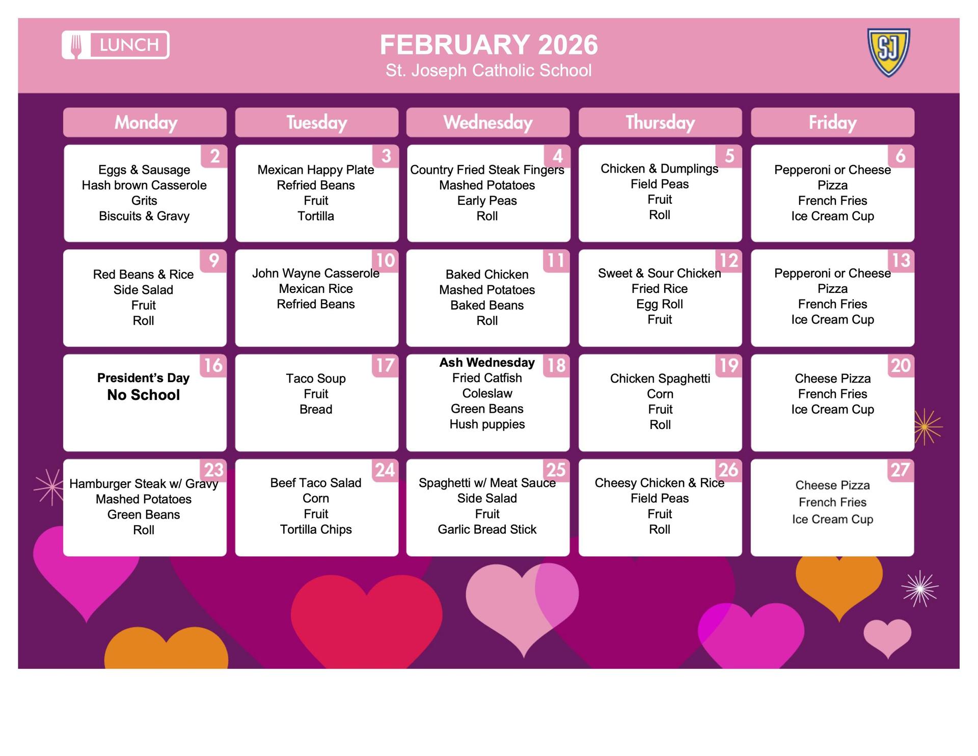 February menu for the Bruin Cafe