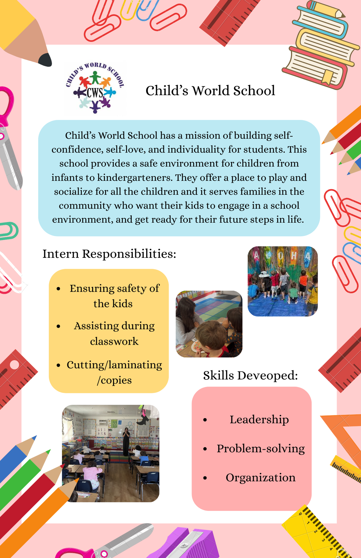 Childs World School Internship Poster