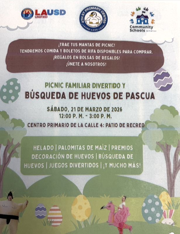 Family Picnic and Easter Egg hunt Flyer Spanish