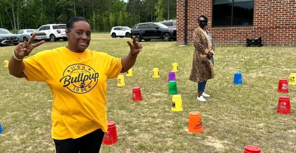Teacher at field day