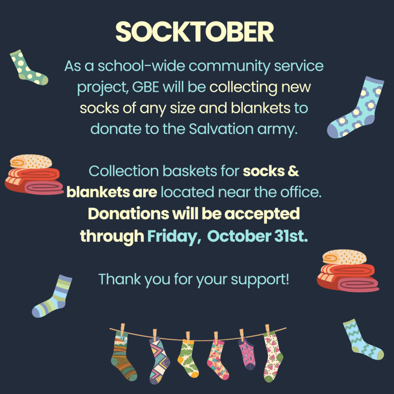 Information about sock and blanket collection for the Salvation Army.