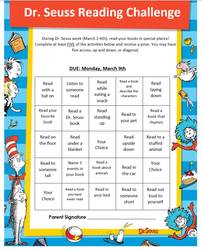 Dr Seuss Reading Challenge