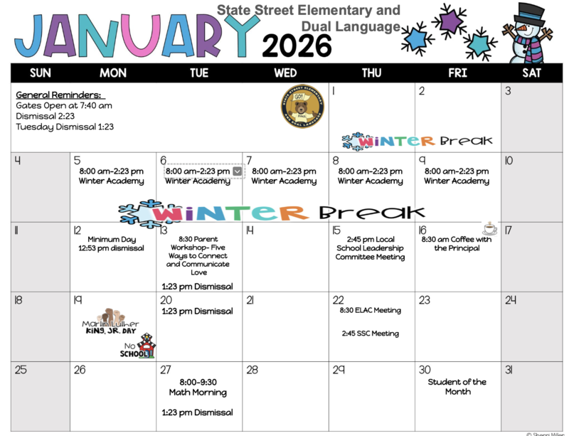 January Calendar