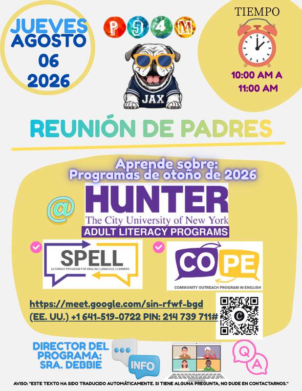 Hunter Literacy Flyer (Spanish)