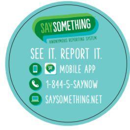A circle sticker with 3 ways to report information