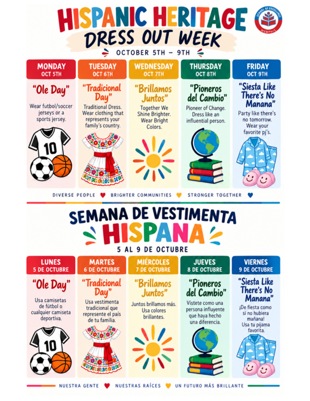 Hispanic Heritage Dress Out Week Schedule