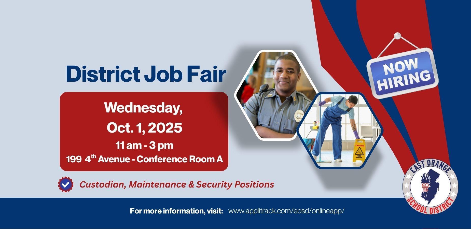 District Job Fair Oct 1, 2025 11 am - 3 pm
