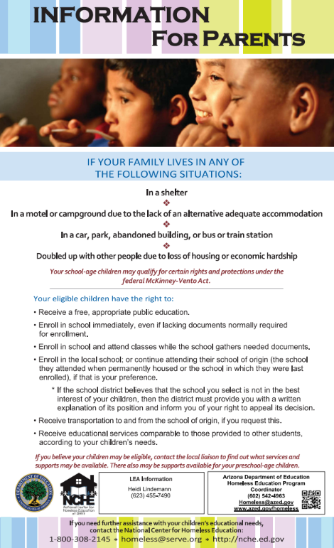 homelessness informational sheet