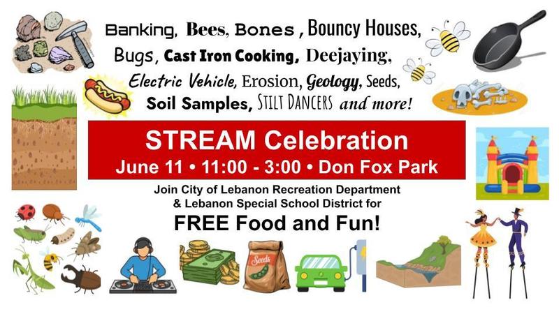 Flyer with red banner saying STREAM Celebration on June 11th from 11am to 3pm at Don Fox Park