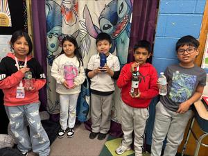 Younger students with their bottles
