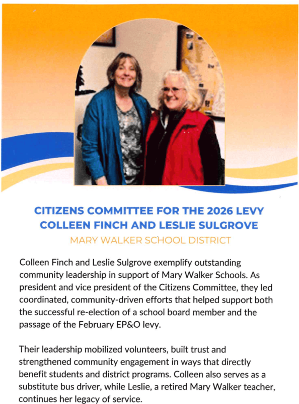 Citizens Committee for the 2026 Levy Colleen Finch and Leslie Sulgrove