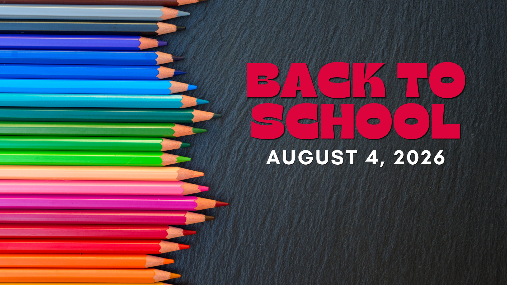 Colorful crayons arranged neatly with back-to-school text.