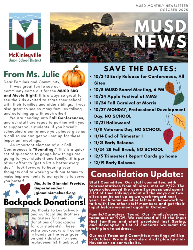 First Page from Newsletter for October 2025