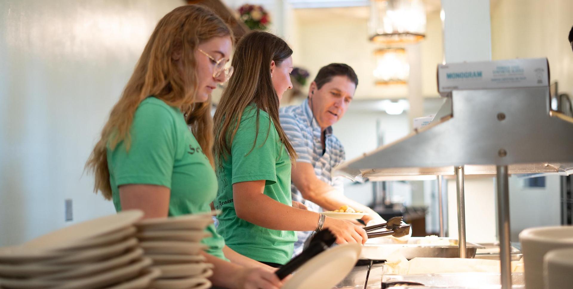 Helping with soup kitchen