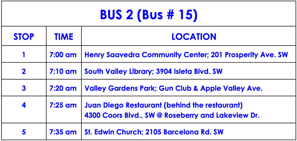 Bus 2 schedule