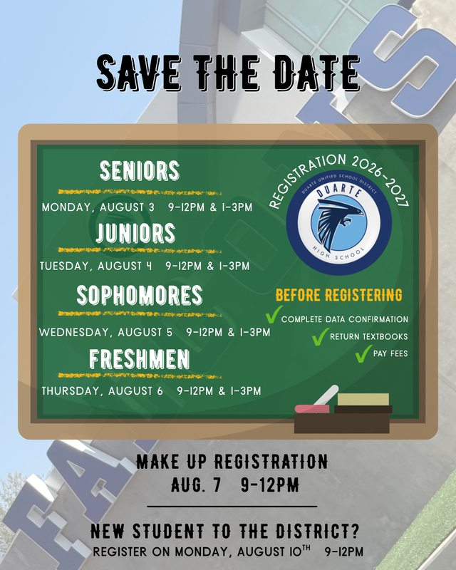 Save the date for registration of 2026-2027 school year