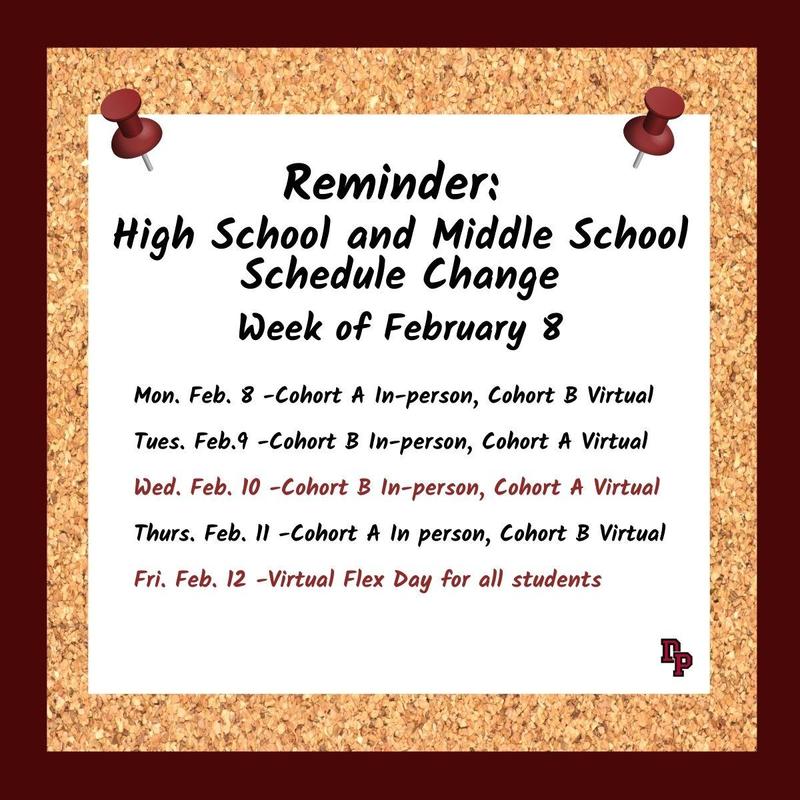 week of Feb 8 schedule change