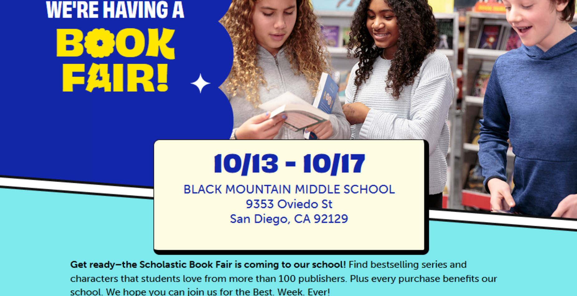 Scholastic Book Fair 10/13-10/17