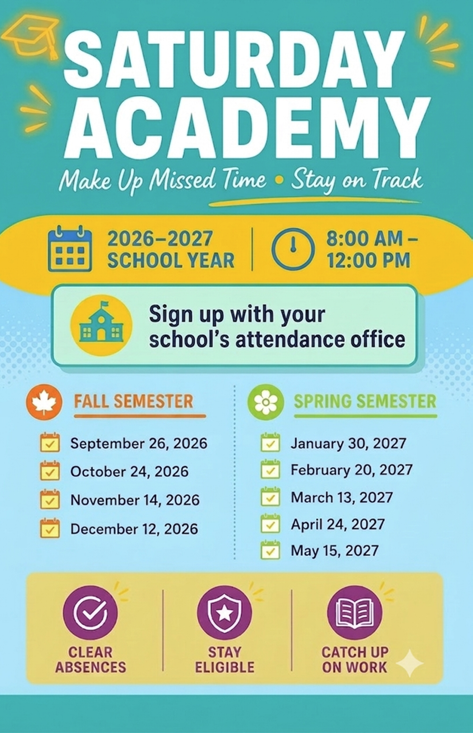 26/27 Saturday Academy Dates Featured Photo