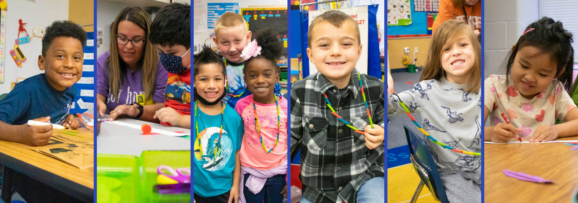 young students busy having fun in class