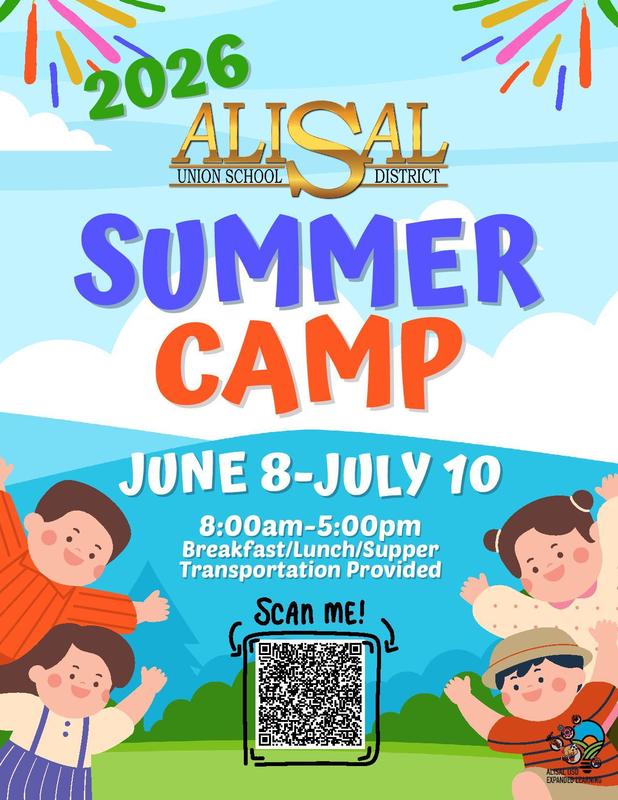 Flier promoting summer camp in English