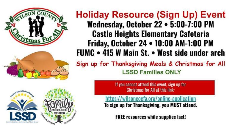 Holiday Resources Sign up information