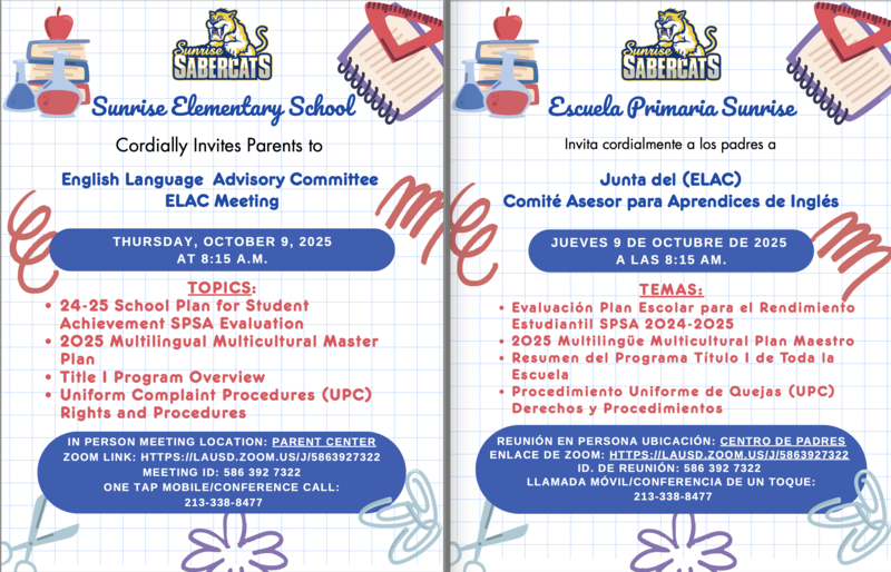 ELAC Meeting 10-9-25