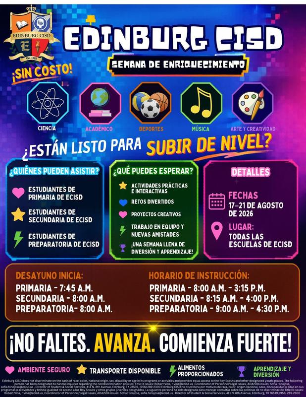 enrichment week information spanish