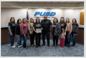 Georgina Torres being awarded as the PUSD Teacher of the Year at the recent board meeting