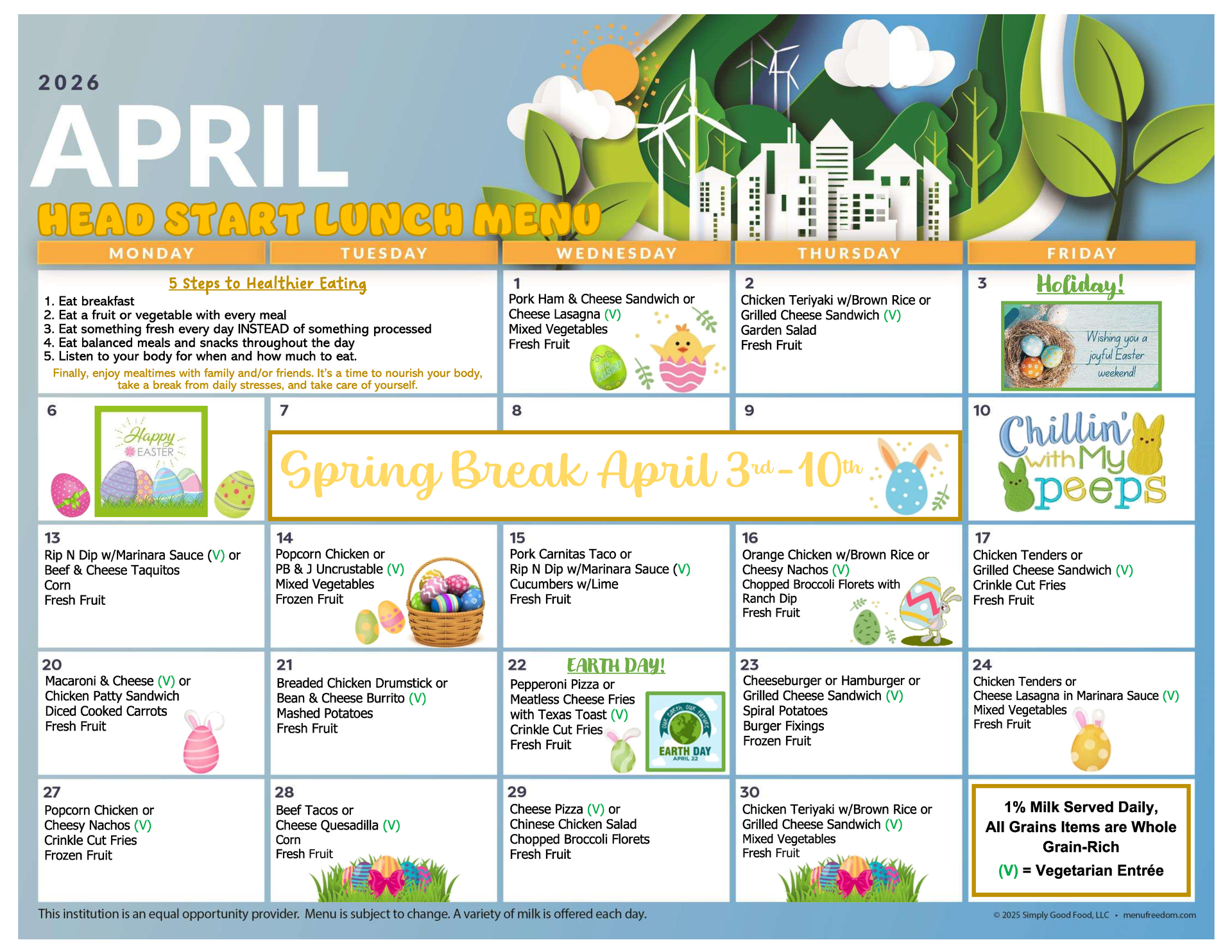 Head Start Lunch Menu (click to view)