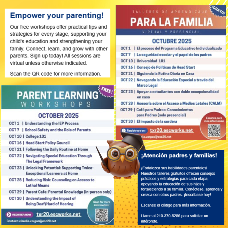 parent learning flyer for October