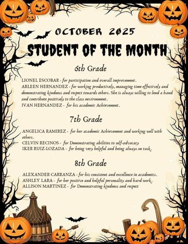 October's student of the month