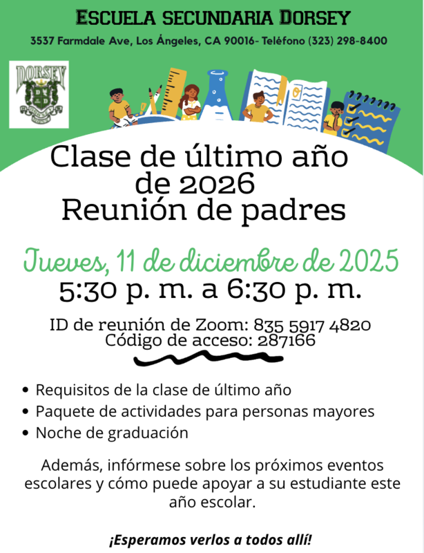 Senior Class Parent Meeting Flyer Spanish