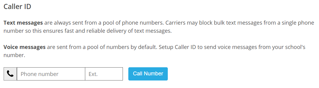 Broadcasts Caller ID setup