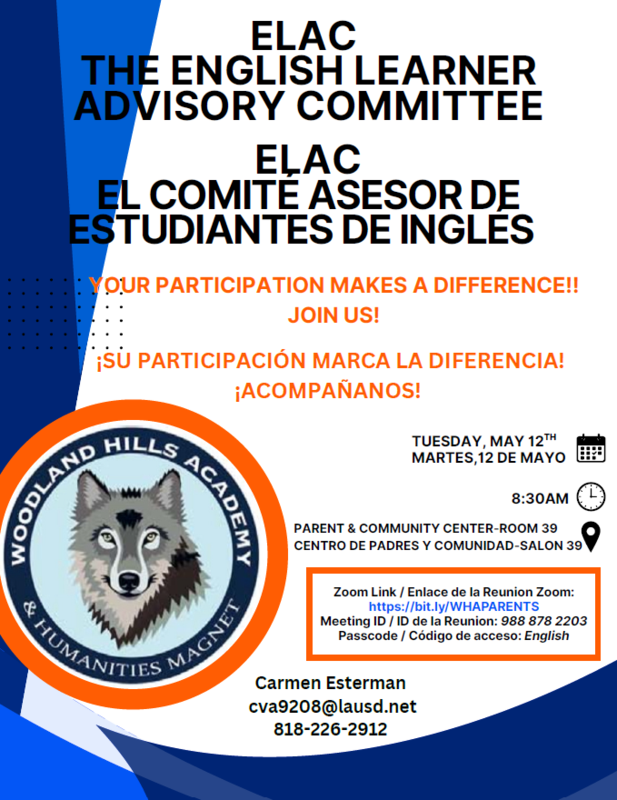 English Learner Advisory Committee (ELAC) - May 12, 2026 at 8:30 am - Parent and Community Center Featured Photo