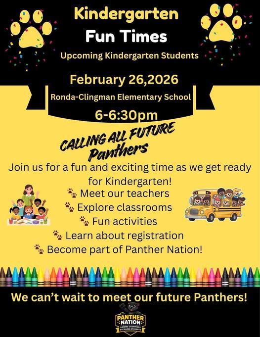 Kindergarten Fun Times Flyer for upcoming Kindergarten students on Thursday, February 26, 2026