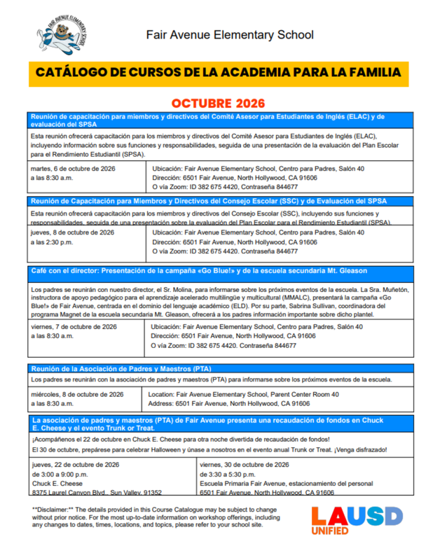 Catálogo de Cursos Familiares de octubre