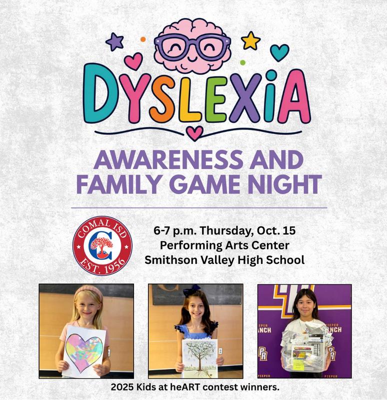 Dyslexia Awareness Night October 15 Graphic