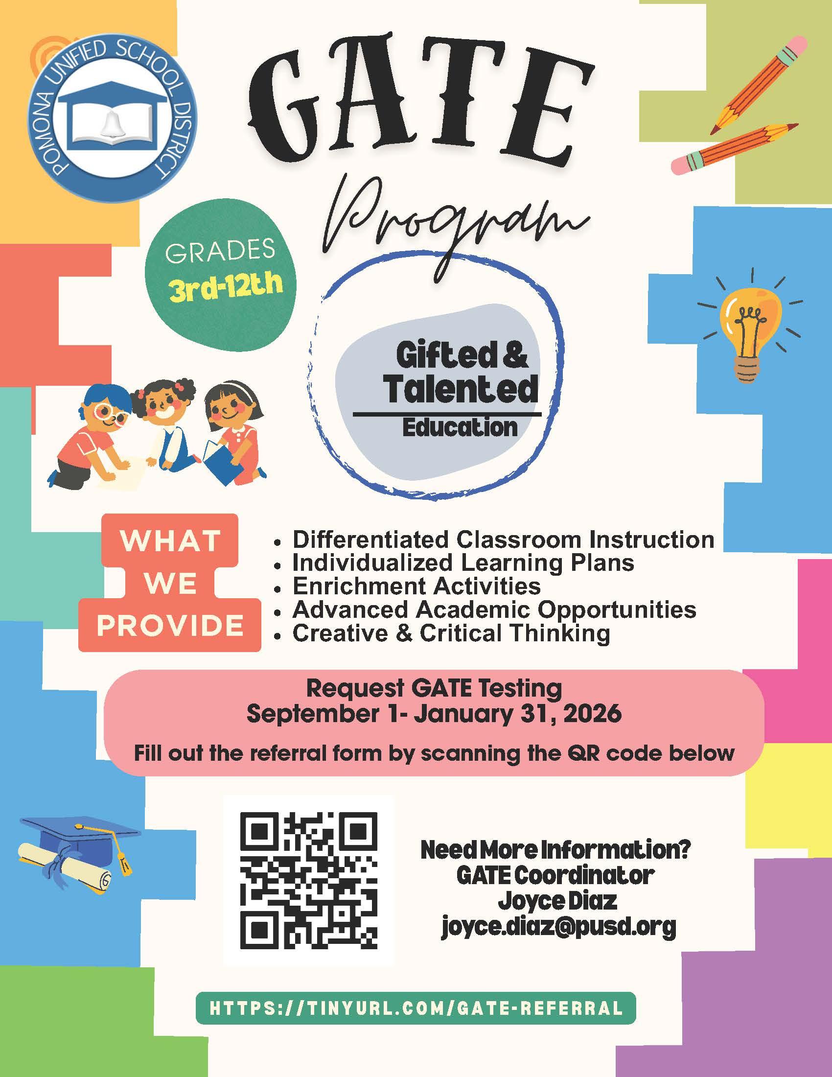 GATE Referral flyer - for GATE testing