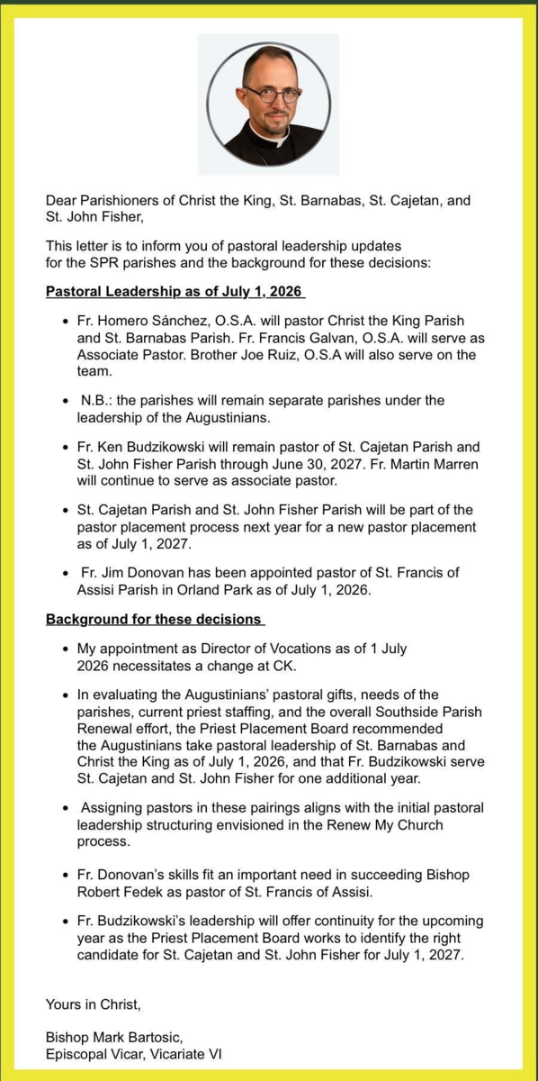 Pastoral Annoucement