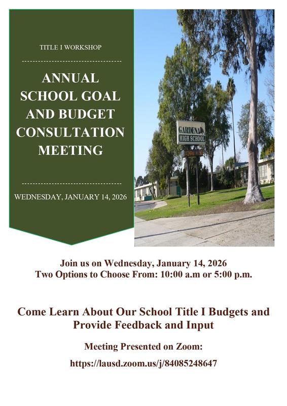 Annual School Goals and Budget Consultation Meeting/Junta Anual de Consulta de Metas y Presupuesto Escolar
