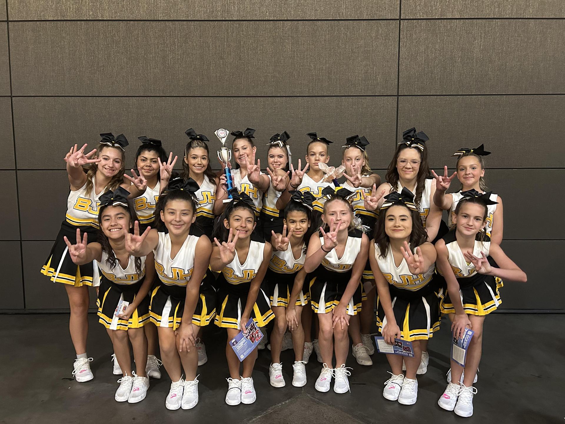 Cheer team with group of students